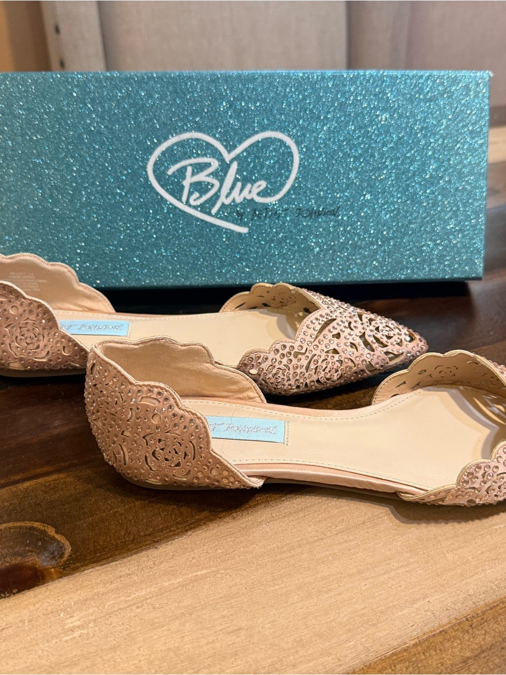 Blue by Betsey Johnson Blush Pink Laser-Cut D'Orsay Flats